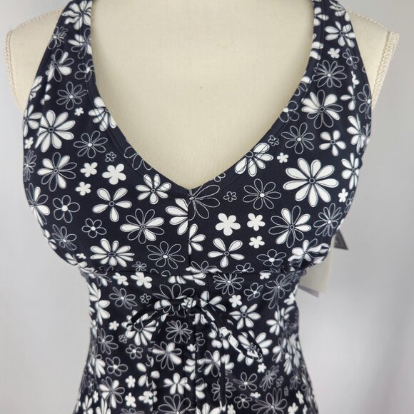 Salt + Cove Black Floral Daisy Print Tankini Top Juniors Plus Size 0 12/14 - Picture 2 of 14